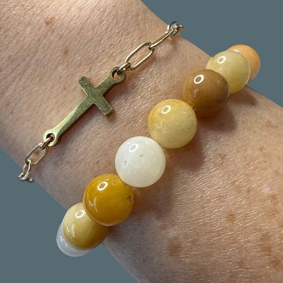 Yellow Aventurine Bracelet Jewelry crystal beaded accessories handmade boho NEW - Picture 6 of 10
